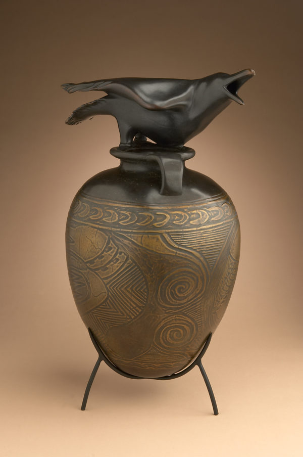"Raven Jar with Incised Drawing" 5 of 12