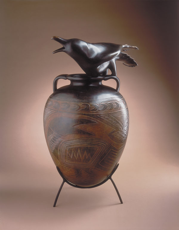 Raven Jar with Incised Drawing" 1 of 12