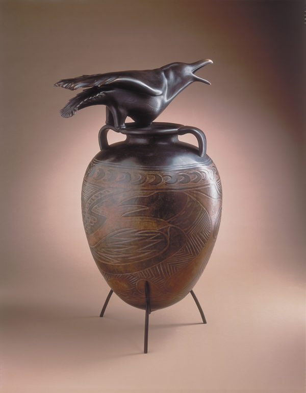 Raven Jar with Incised Drawing" 1 of 12