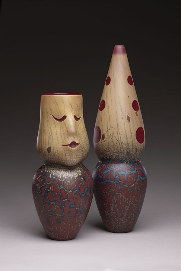 "Figurative Vessel-Seed Jar Pair"